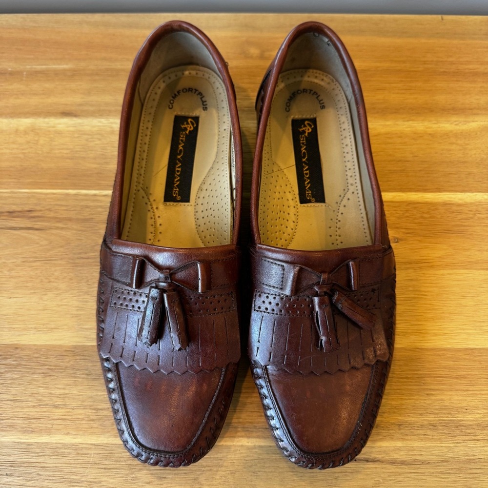 Stacy Adams Men 10 M Brown Leather Kiltie Tassel Loafer 25985 Comfort Plus - Picture 8 of 16